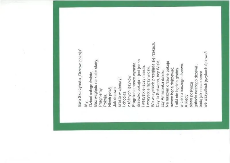 Zieleń nadziei: wiersz o drzewie pokoju